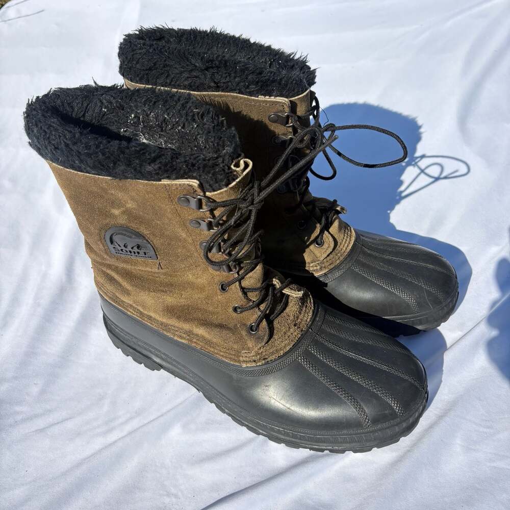 Sorel Kaufman Steel Shank Brown Suede Mens Snow Boots Mens Made In USA Vintage